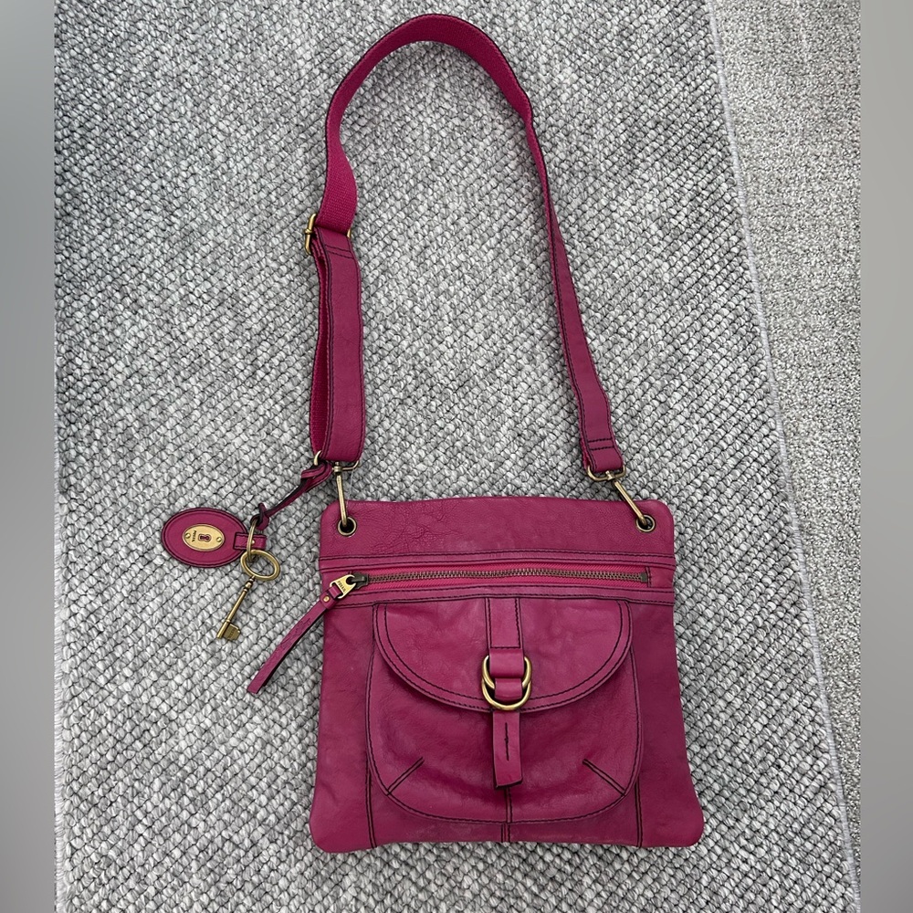 🩶 Vintage Fossil Leather Rare Crossbody Bag purse🩶